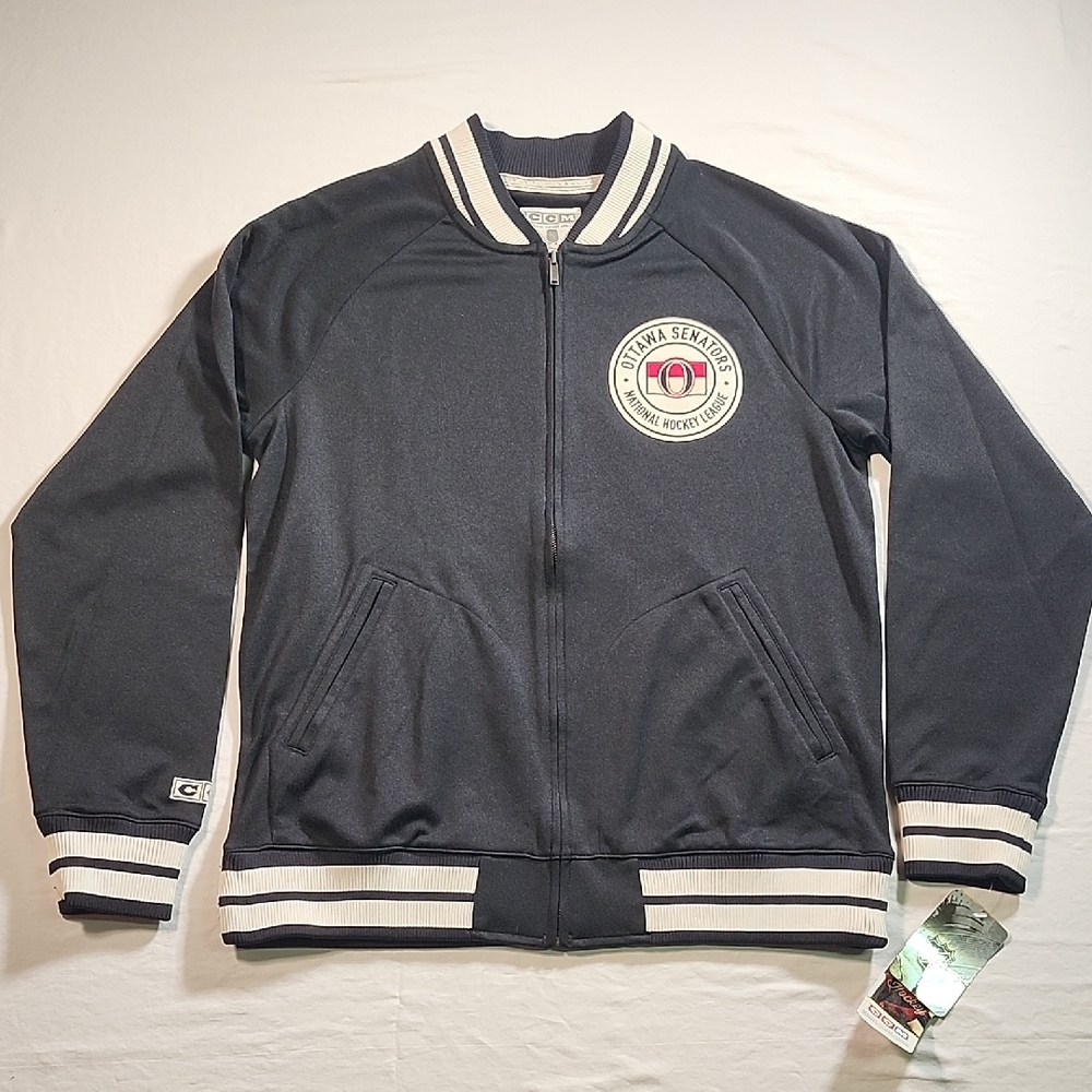 CCM Black Bomber Jacket with Ribbed Accents